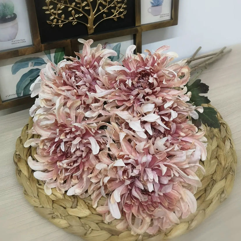 Искусственные цветы в Кинели | Цветок искусственный «Хризантема», персиково-розовая, одиночный