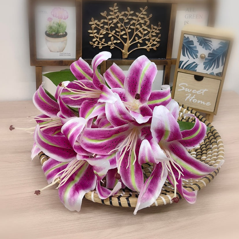 Искусственные цветы в Кинели | Цветы искусственные «Лилии крупные», розово-сиреневые, букет