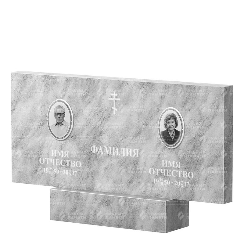 Памятники из мрамора в&nbsp;Кинели | Двойной мраморный памятник, прямой