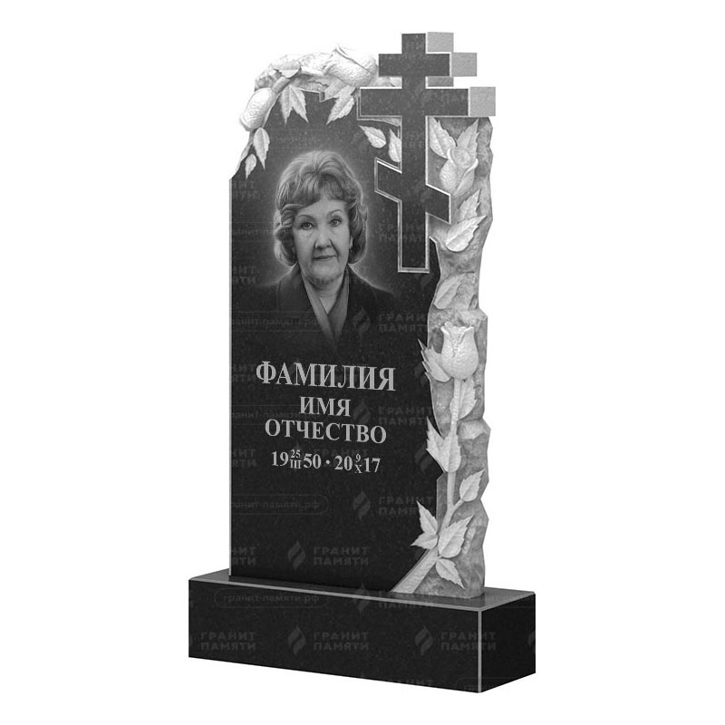 Памятники из гранита с цветами в&nbsp;Кинели | Гранитный памятник ФГ-088