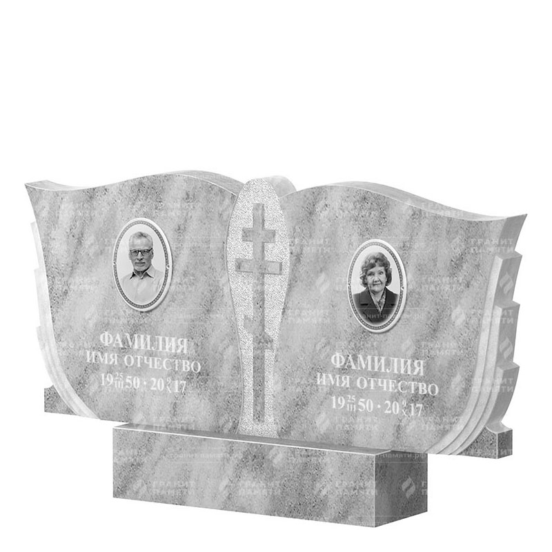 Памятники из мрамора в&nbsp;Кинели | Двойной мраморный памятник ФМ-136