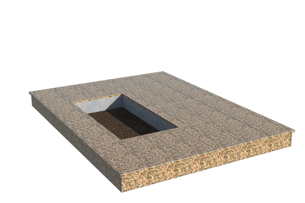 Площадки на могилу в&nbsp;Кинели | Площадка с вертикальной (15 см) облицовкой Южно-султаевским гранитом (под цветник)