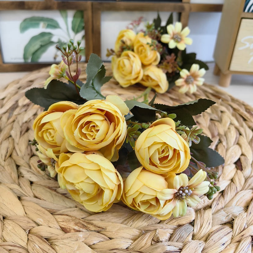 Искусственные цветы в Кинели | Цветы искусственные «Камелии с мелкоцветом», желтые, букет