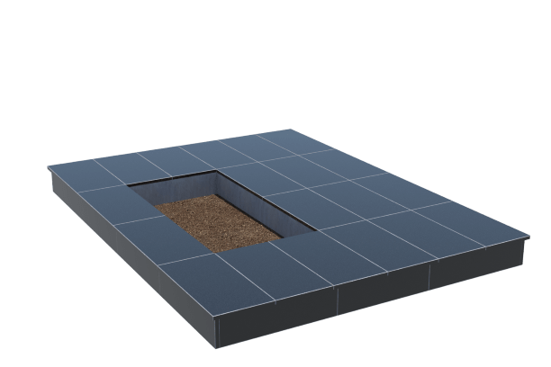 Площадки на могилу в&nbsp;Кинели | Площадка с вертикальной (15 см) облицовкой гранитом Габбро (под цветник)