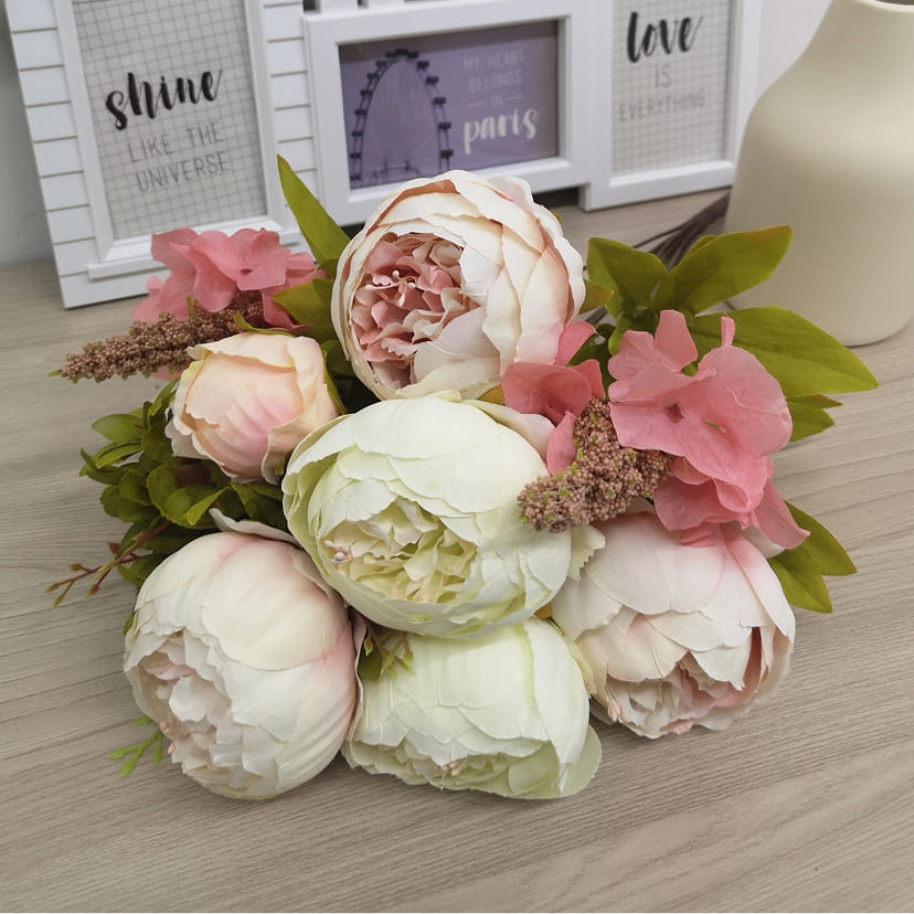 Искусственные цветы в Кинели | Цветы искусственные «Пионы», молочно-розовые, букет