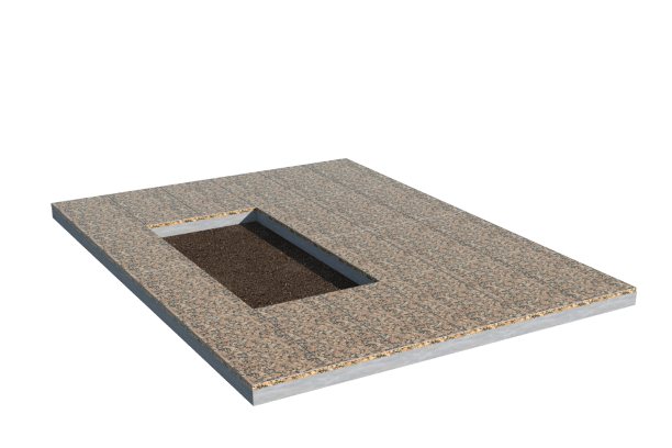 Площадки на могилу в&nbsp;Кинели | Площадка с облицовкой Южно-Султаевским гранитом (под цветник)