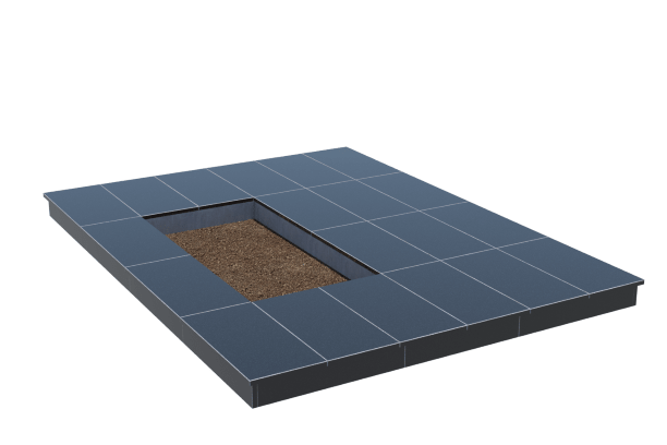 Площадки на могилу в&nbsp;Кинели | Площадка с вертикальной (10 см) облицовкой гранитом Габбро (под цветник)